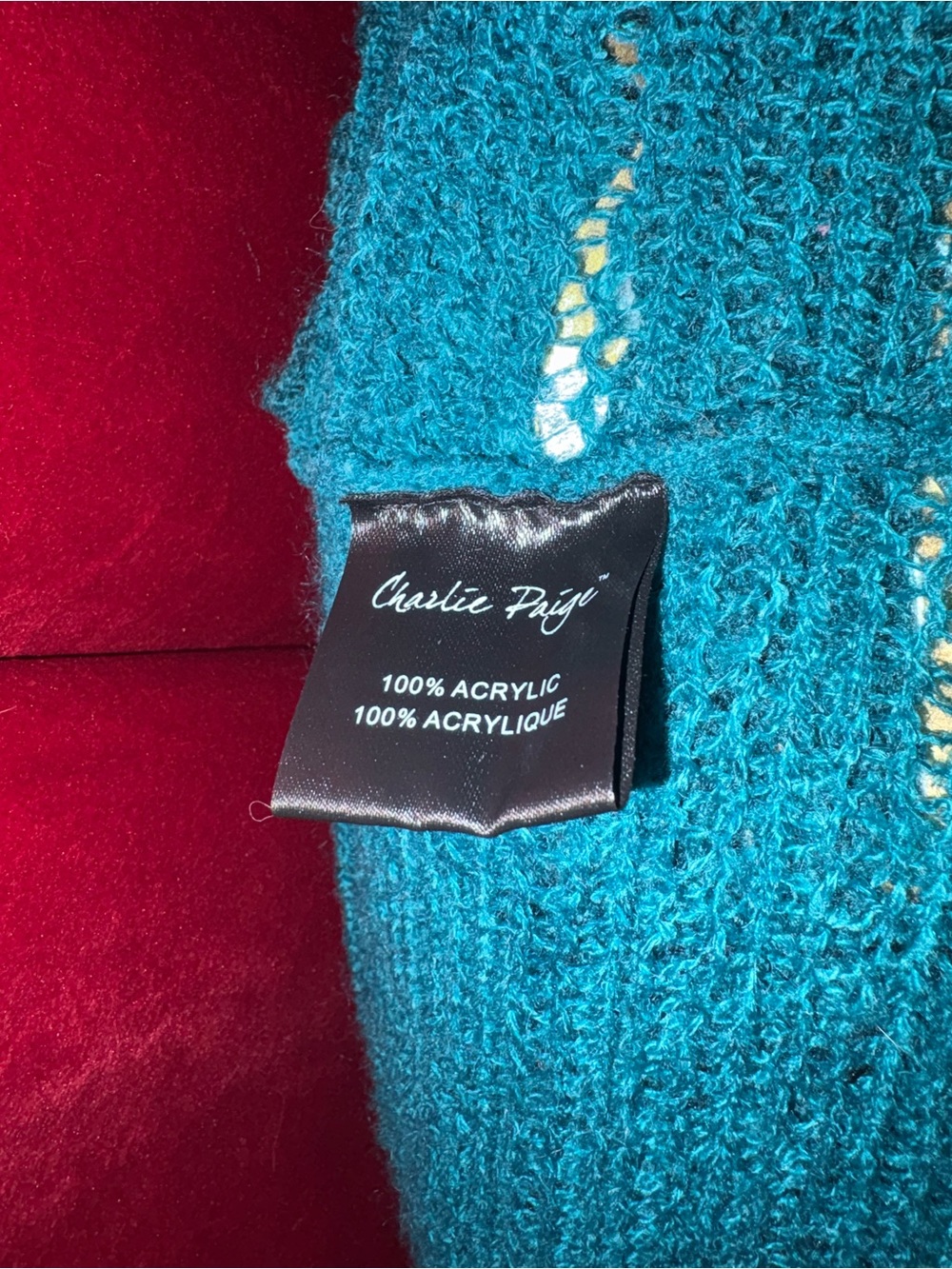 Charlie Paige Teal Open-Knit Scarf - Picture 3 of 3
